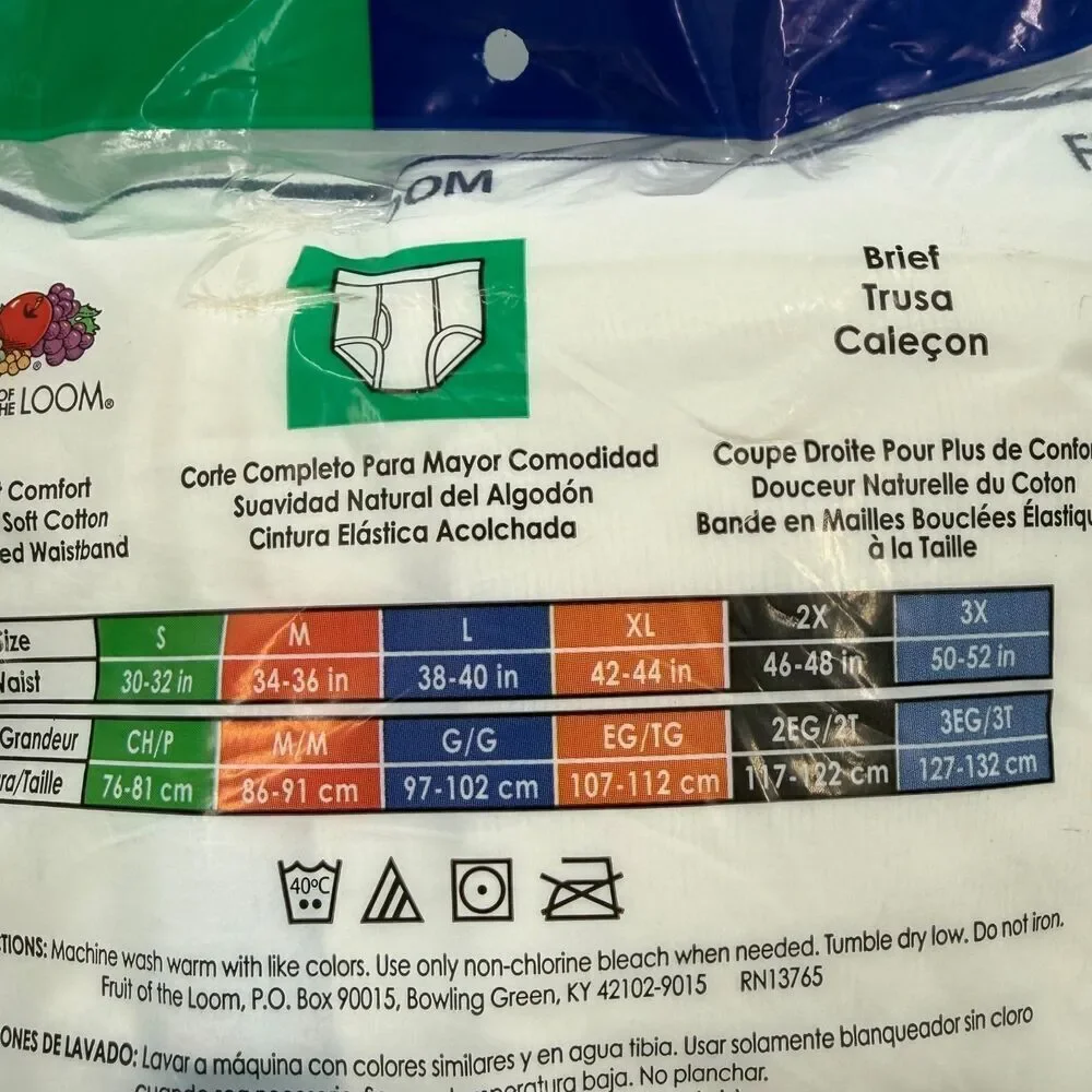 NEW VTG Fruit of the Loom 2009 Classic White Briefs Cotton 7 Pack Underwear XL